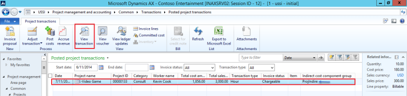 Indirect cost - Posted hour transaction