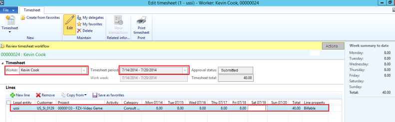 Indirect cost - Timesheet details